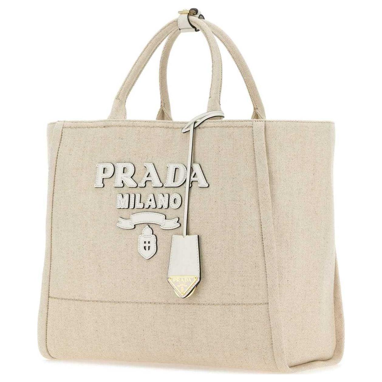 PRADA Canvas Tote Bag, Shopping Bag, Canvas Bag, Handbag Women's Sand