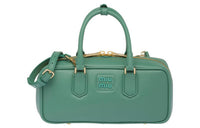 MIU MIU Leather Bowling Bag, Shoulder Bag, Crossbody Bag, Handbag Women's Salvia Roots Green