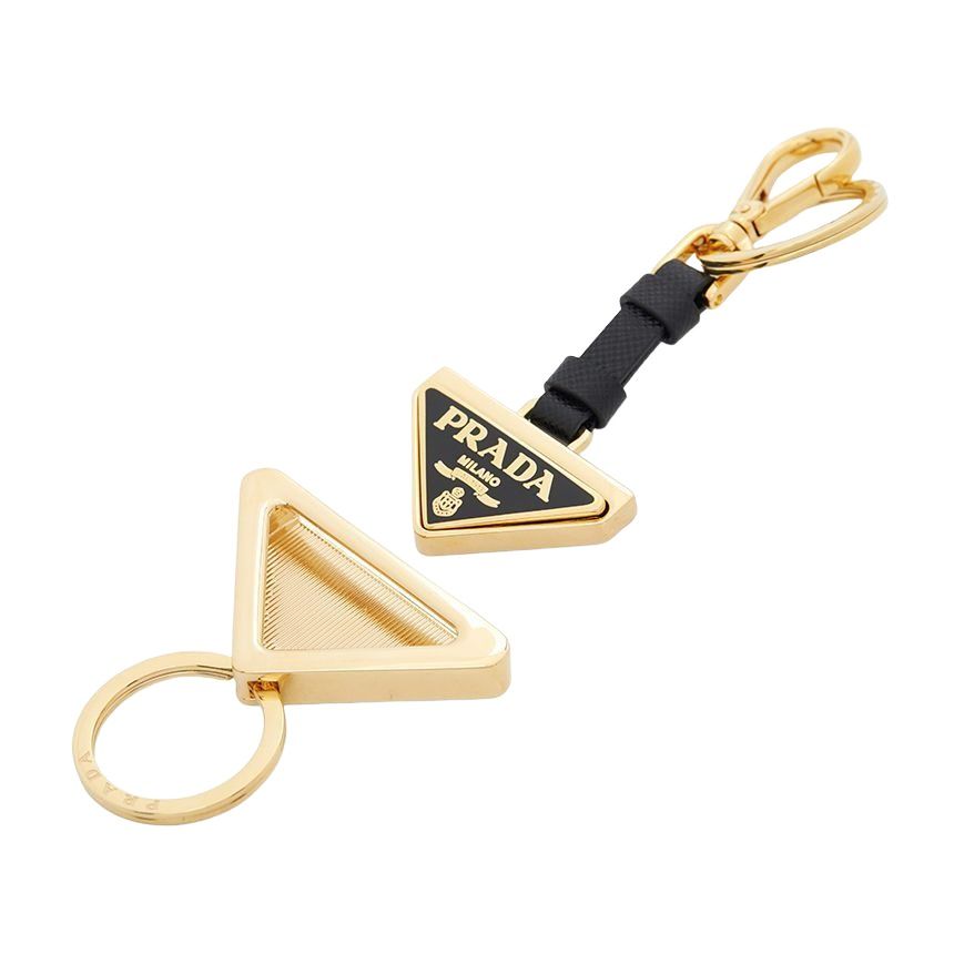 PRADA FW24 Key Ring 'Black Gold' 1PS059-66A-F019F