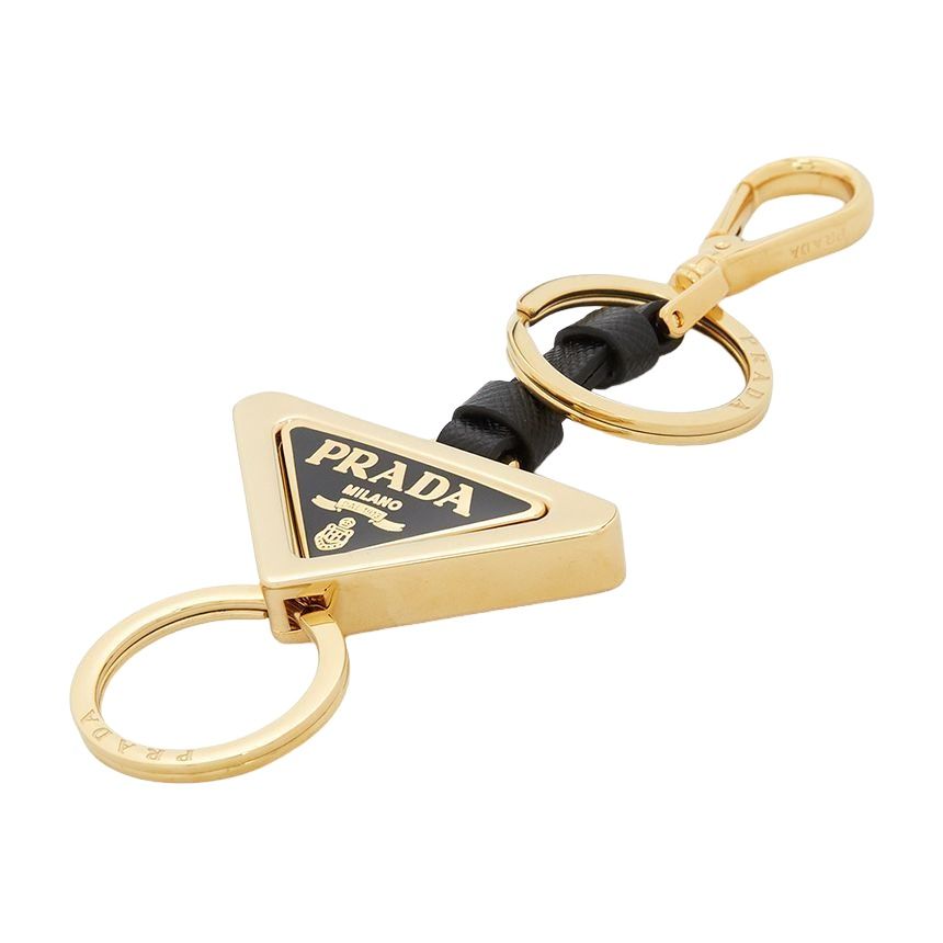 PRADA FW24 Key Ring 'Black Gold' 1PS059-66A-F019F