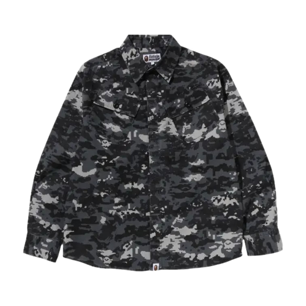 A Bathing Ape Multi Pixel Camo Military Shirt 'Black' 1M30-131-002-BLACK