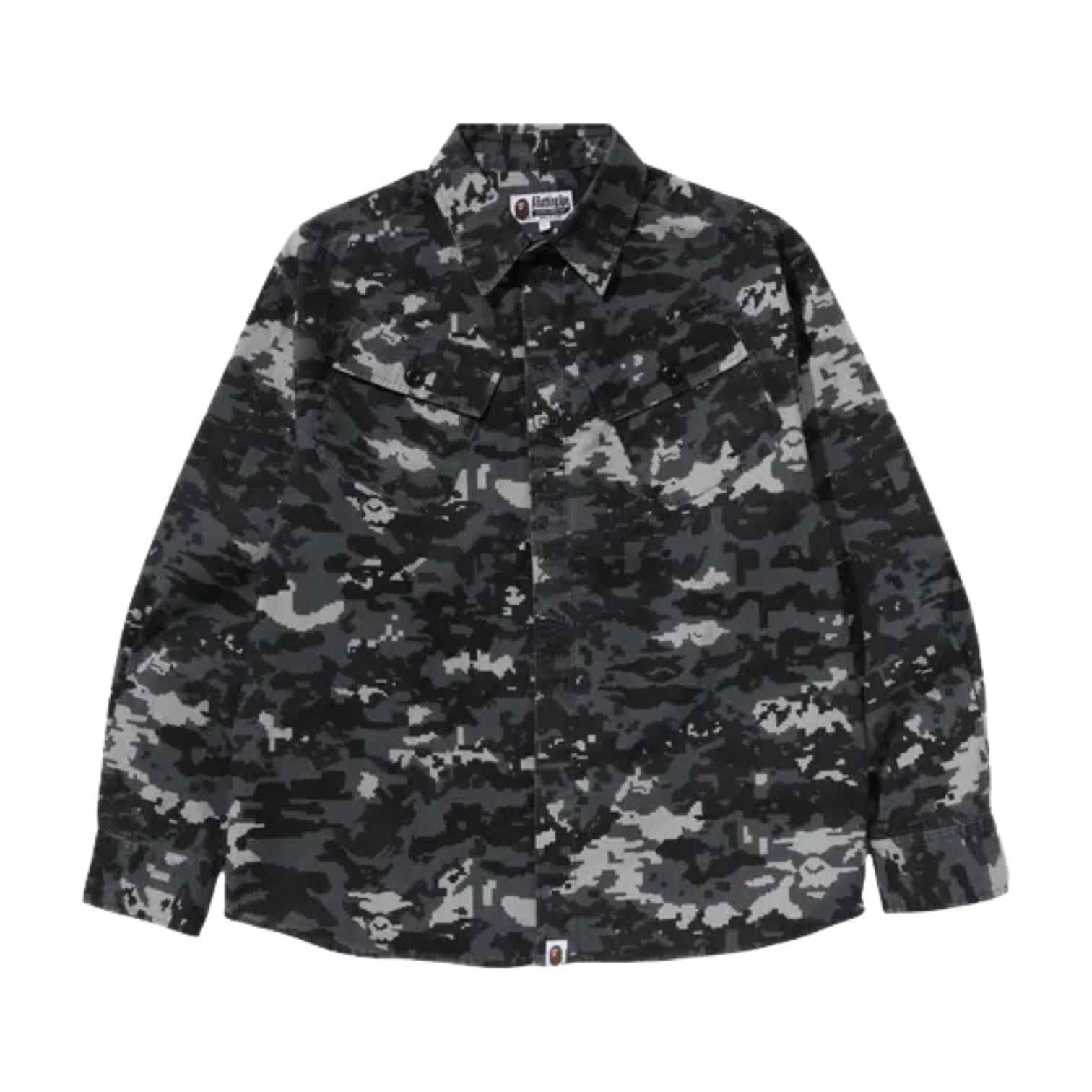 A Bathing Ape Multi Pixel Camo Military Shirt 'Black' 1M30-131-002-BLACK