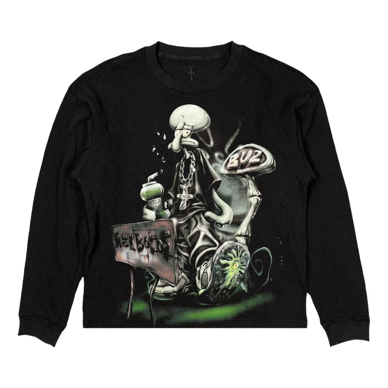 Cactus Jack by Travis Scott x Spongebob Rock Bottom Thermal Long-Sleeve 'Black' 01945-10004CJBTSX-BLAC-066