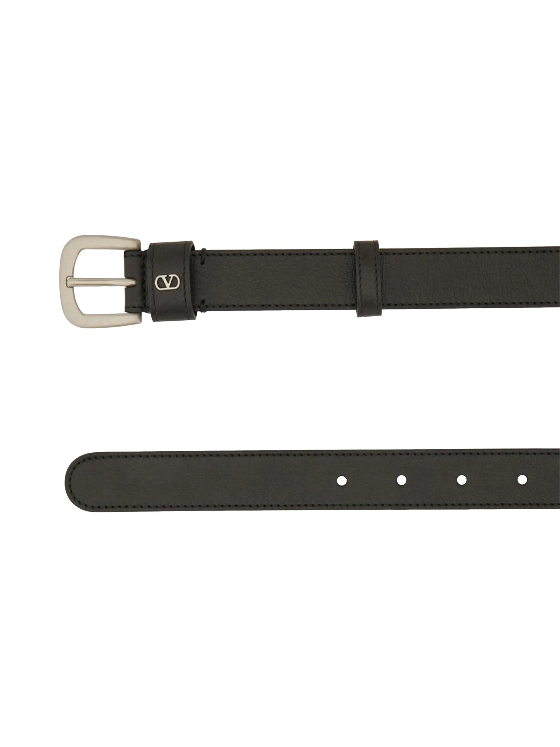 Valentino FW25 V Logo Signature Calfskin Belt 'Black' T0SM1XUG-0NO