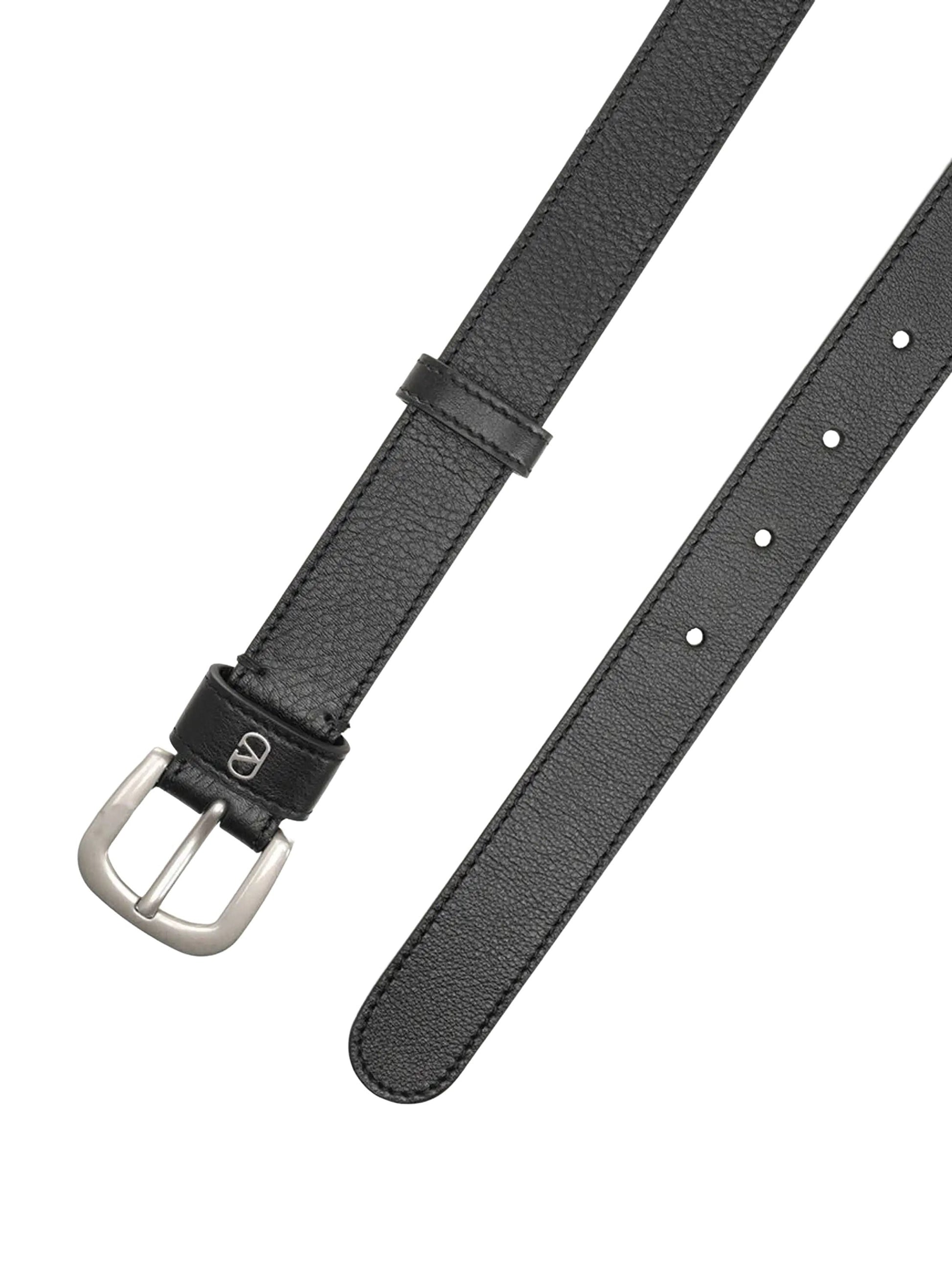 Valentino FW25 V Logo Signature Calfskin Belt 'Black' T0SM1XUG-0NO