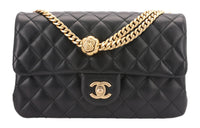 CHANEL Sheepskin Shoulder Bag Crossbody Bag Small Size Women's Black