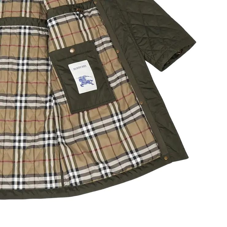 (WMNS) Burberry Hillgate Quilted Coat 'Green' 81103241