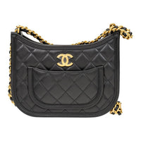 CHANEL Calfskin Leather Hobo Bag Shoulder Bag Crossbody Bag Women's Black