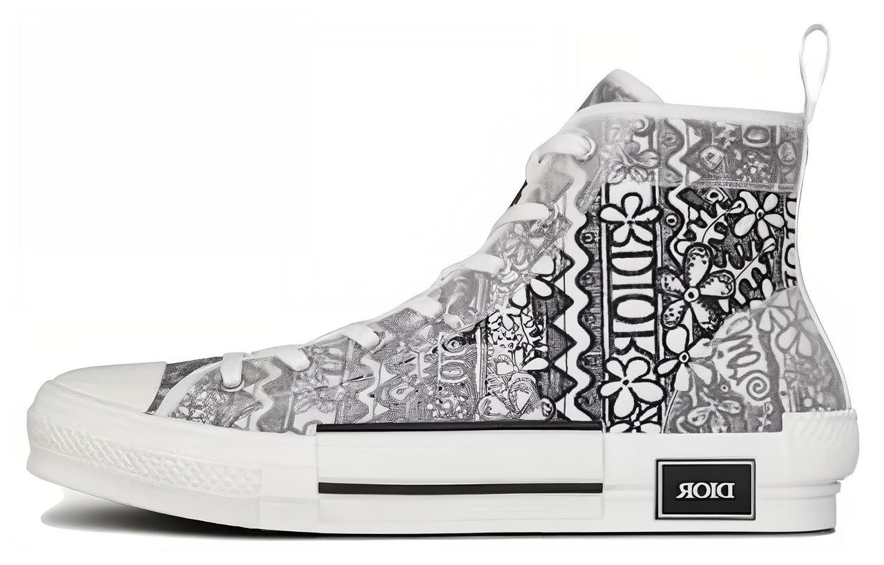 DIOR And Shawn B23 High Top Black White Embroidery