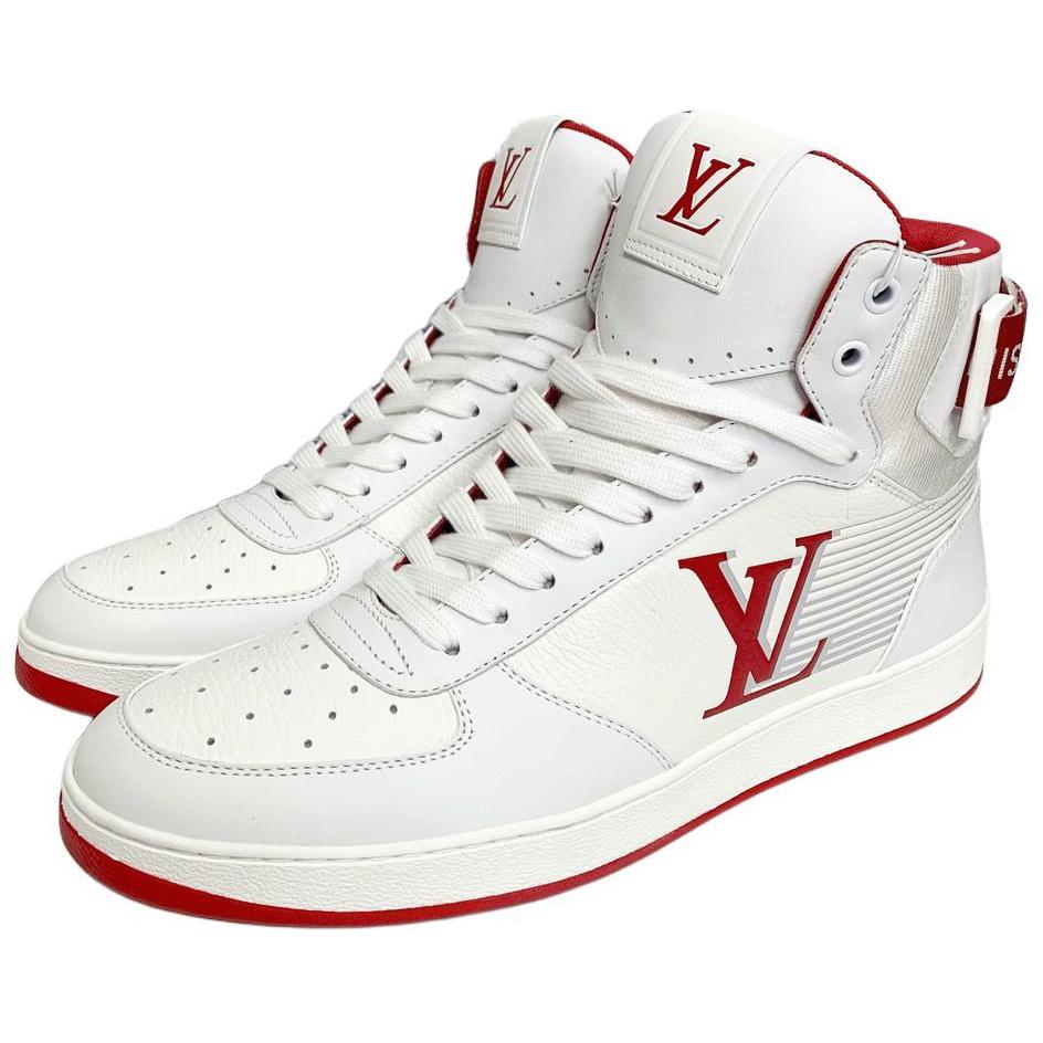 LOUIS VUITTON High Top Skateboard Shoes Men's White Red