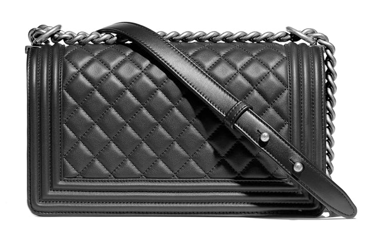 CHANEL LEBOY Calfskin Shoulder Bag Crossbody Bag Medium Size Unisex Black