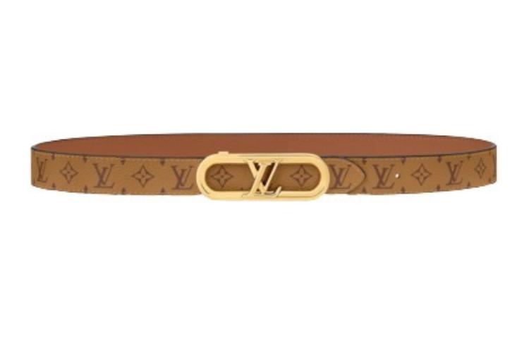 LOUIS VUITTON Logo Print Leather Belts Women's Brown -