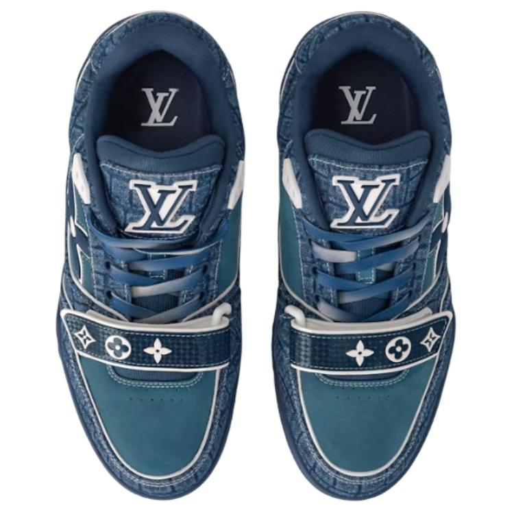 LOUIS VUITTON Trainer Low-Top Skateboard Shoes Men's Sea Blue