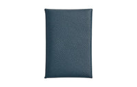 HERMES Calvi Epsom Calfskin Card Holder Women's Prussian Blue With Splashes Of Green