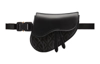 DIOR Black Canvas Smooth Cow Leather Saddle Bag Fanny Pack Portable Crossbody Bag Shoulder Bag Mini Men's Black