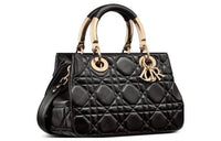 DIOR Calfskin Princess Diana Bag Shoulder Bag Crossbody Bag Handbag Medium Size Women's Black