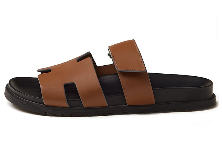 HERMES Chypre Sandal Naturel Black Smooth Calfskin Leather M
