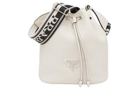 PRADA Leather Bucket Bag, Shoulder Bag, Crossbody Bag Women's White