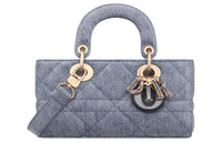 DIOR Lady D JOY Denim Fabric Shoulder Bag, Crossbody Bag, Handbag Trumpets Women's Light Blue