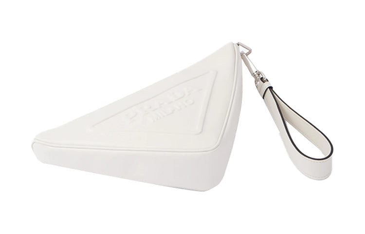 PRADA Nappa Sheepskin Clutch Women's White