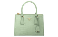 PRADA Galleria Killer Bag Crocodile Leather Shoulder Bag Crossbody Bag Handbag Small Size Women's Light Green