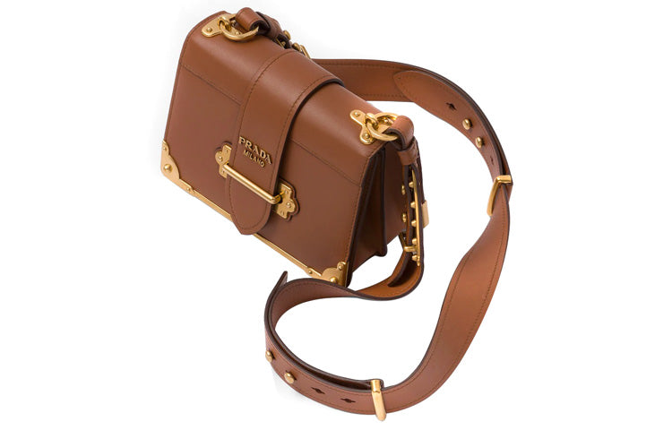 PRADA Cahier Leather Portable Crossbody Bag Shoulder Bag Women's Brown