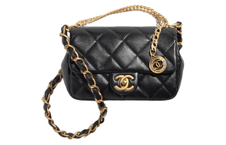 CHANEL Lambskin Flap Bag Handbag Shoulder Bag Crossbody Bag Women's Black