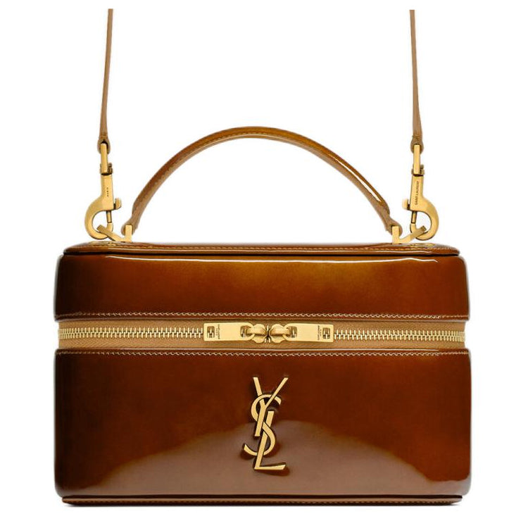 SAINT LAURENT GABY Lambskin Shoulder Bag, Crossbody Bag, Handbag, Makeup Bag Women's Brown