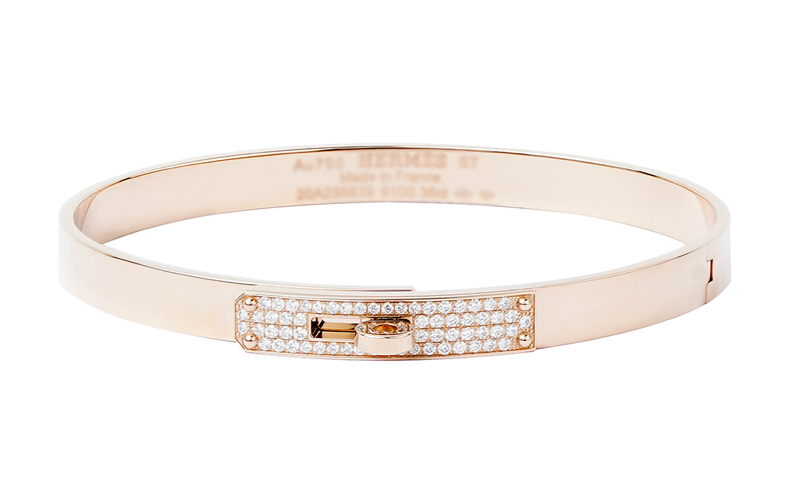 HERMES Rose Gold With Diamonds Bangles Women's