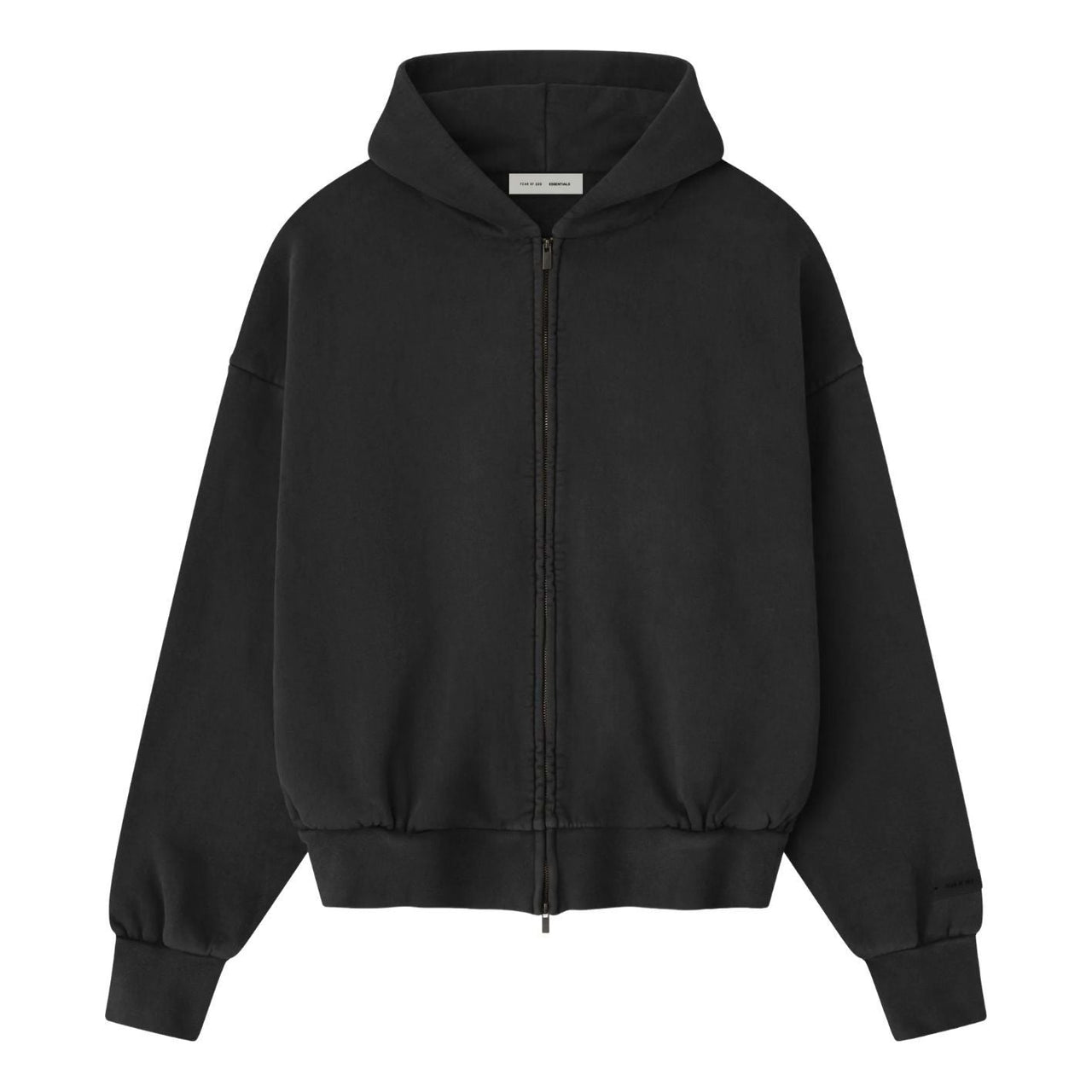 Fear of God Essentials Embroidered Classic Full Zip Hoodie 'Vintage Black' 192HO254782F