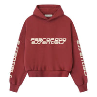 Fear of God Essentials Cropped Relaxed Hoodie 'Crimson' 192HO256901F