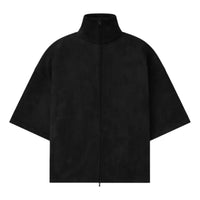 Fear of God Essentials Suede Fleece High Neck 3/4 Sleeve Jacket 'Vintage Black' 192HO256951F