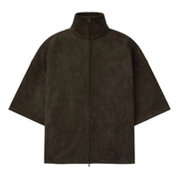 Fear of God Essentials Suede Fleece High Neck 3/4 Sleeve Jacket 'Brown' 192HO256952F