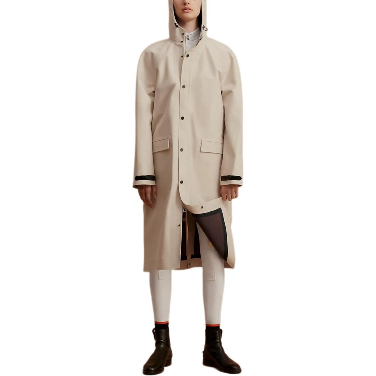 HERMES Coats Women's Ecru