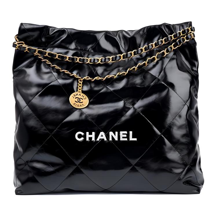 CHANEL Waxed Leather Cowhide Tote Bag Shopping Bag Handbag Shoulder Bag Women's Black