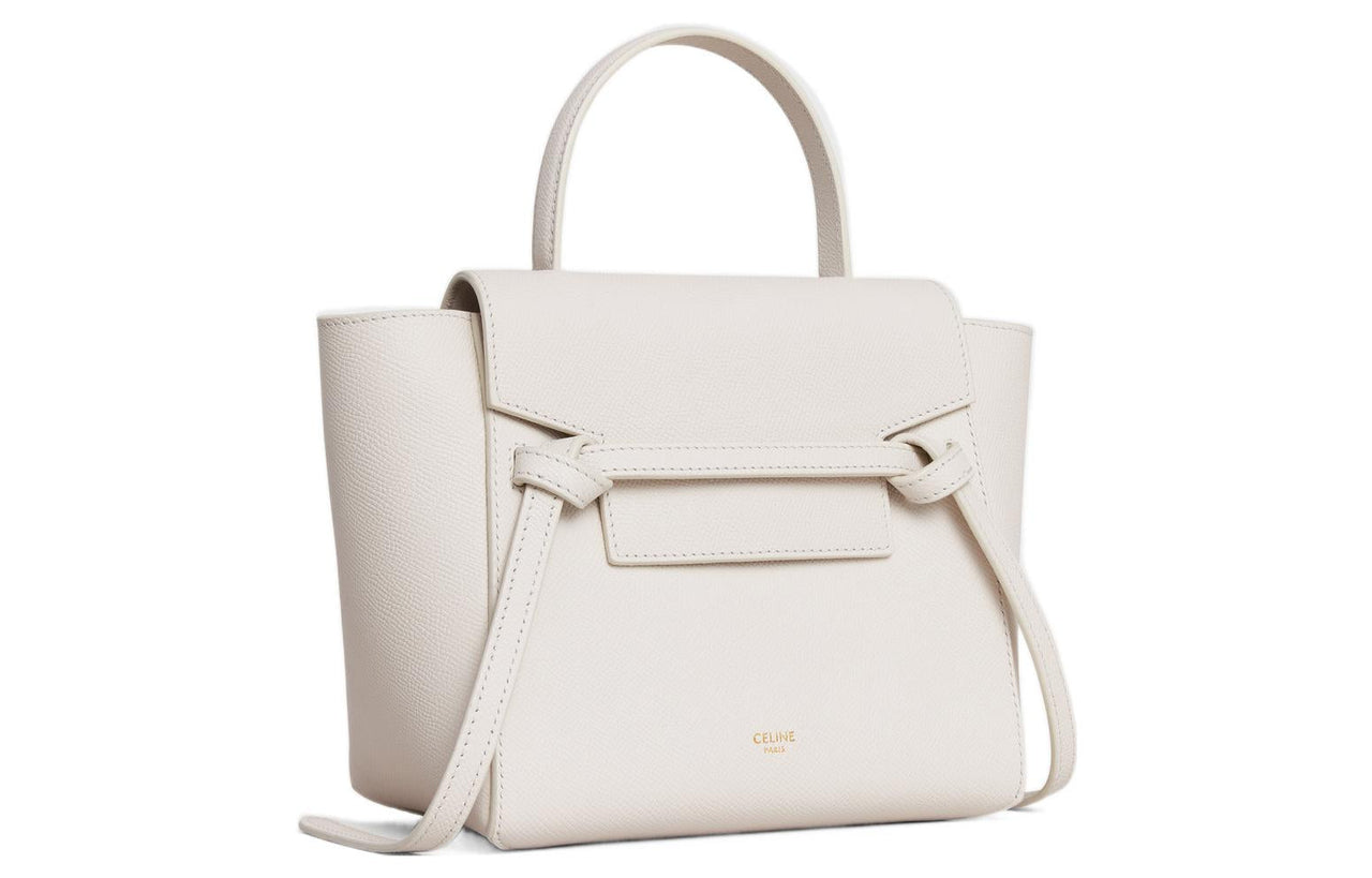 CELINE Grained Calfskin Catfish Bag Handbag Shoulder Bag Crossbody Bag Women's White