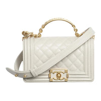 CHANEL LEBOY Shiny Calfskin Shoulder Bag Crossbody Bag Handbag Women's Light Gray