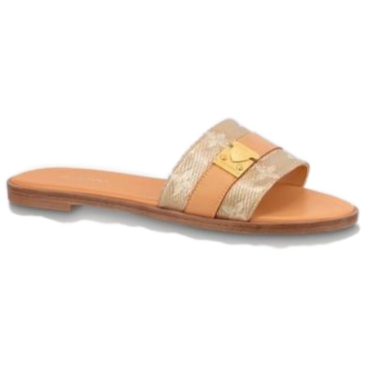 LOUIS VUITTON Lock It Slide Slippers Women's Brown