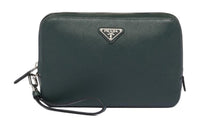 PRADA Saffiano Leather Clutch Men's Emerald Green
