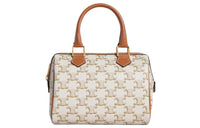 CELINE Cow Leather Boston Bag, Crossbody Bag, Shoulder Bag, Handbag Trumpets Women's White