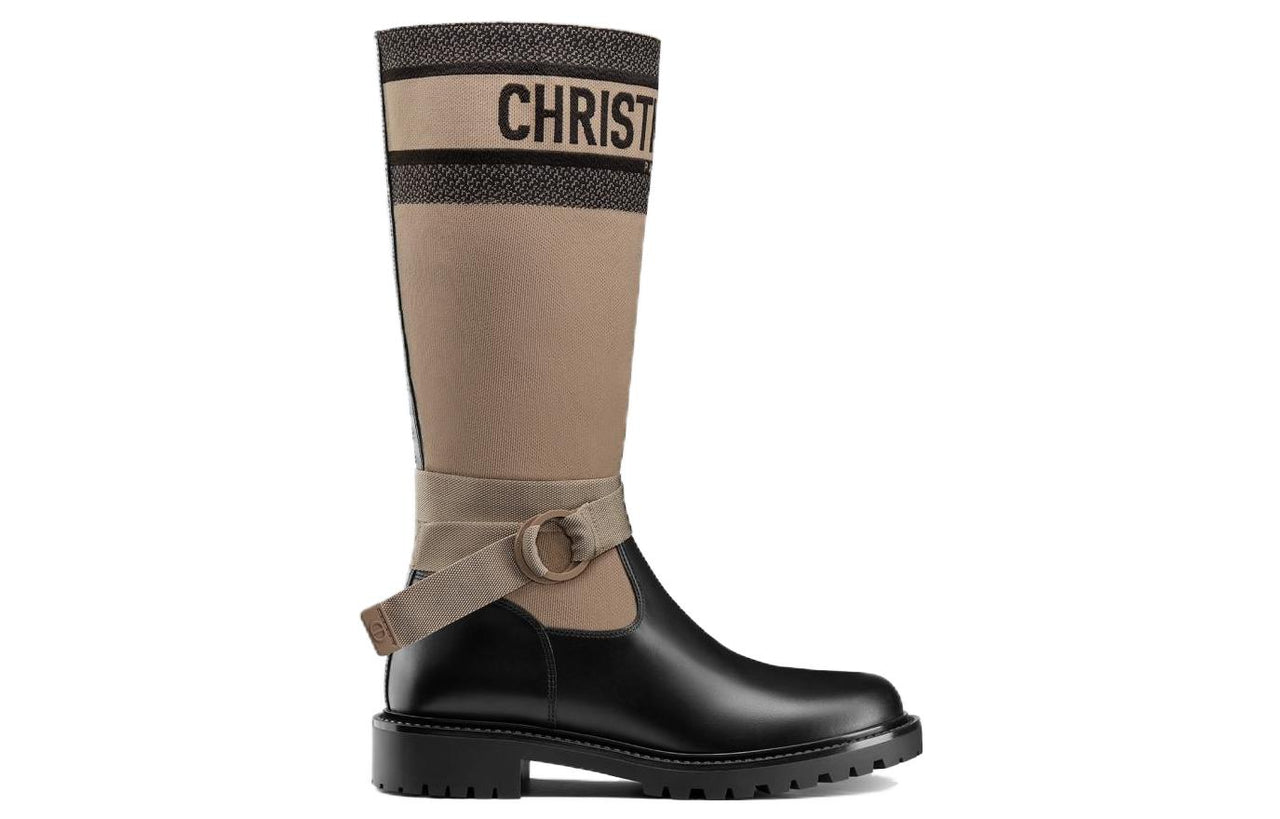 DIOR D Major Knee high Boots Women's Taupe