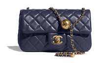 CHANEL Classic Flap CF Small Gold Ball Lambskin Shoulder Bag Crossbody Bag Regular Women's Navy