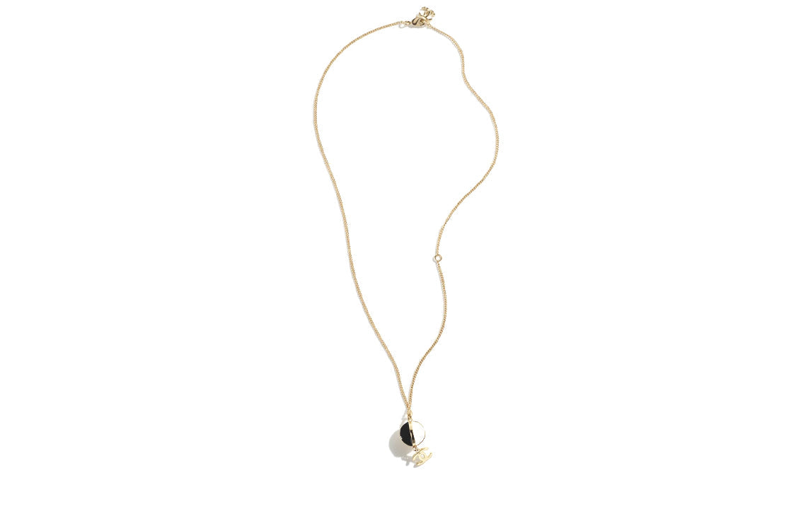 CHANEL Rhinestone Metal Crystal Resin Necklaces Women's Gold