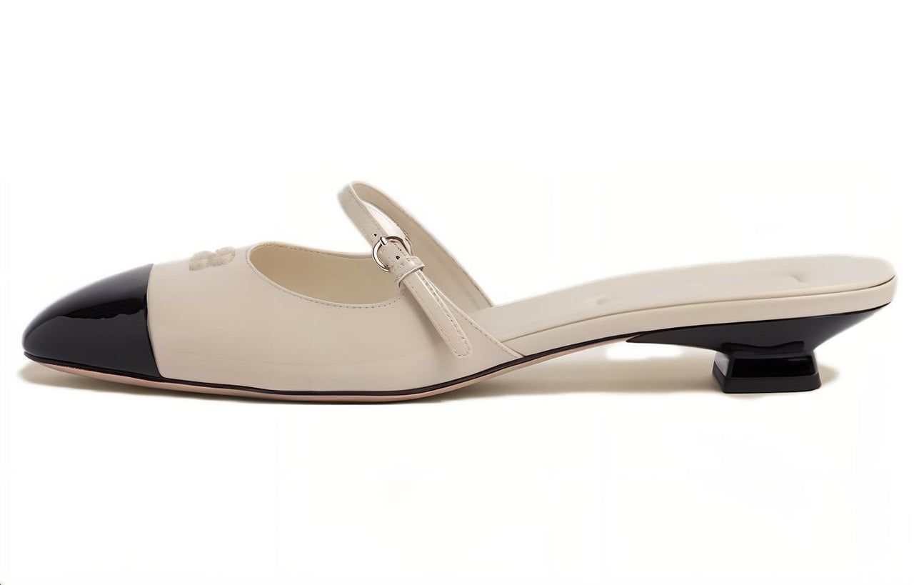 MIU MIU Closed Toe Slippers Women's Black Beige