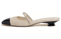 MIU MIU Closed Toe Slippers Women's Black Beige