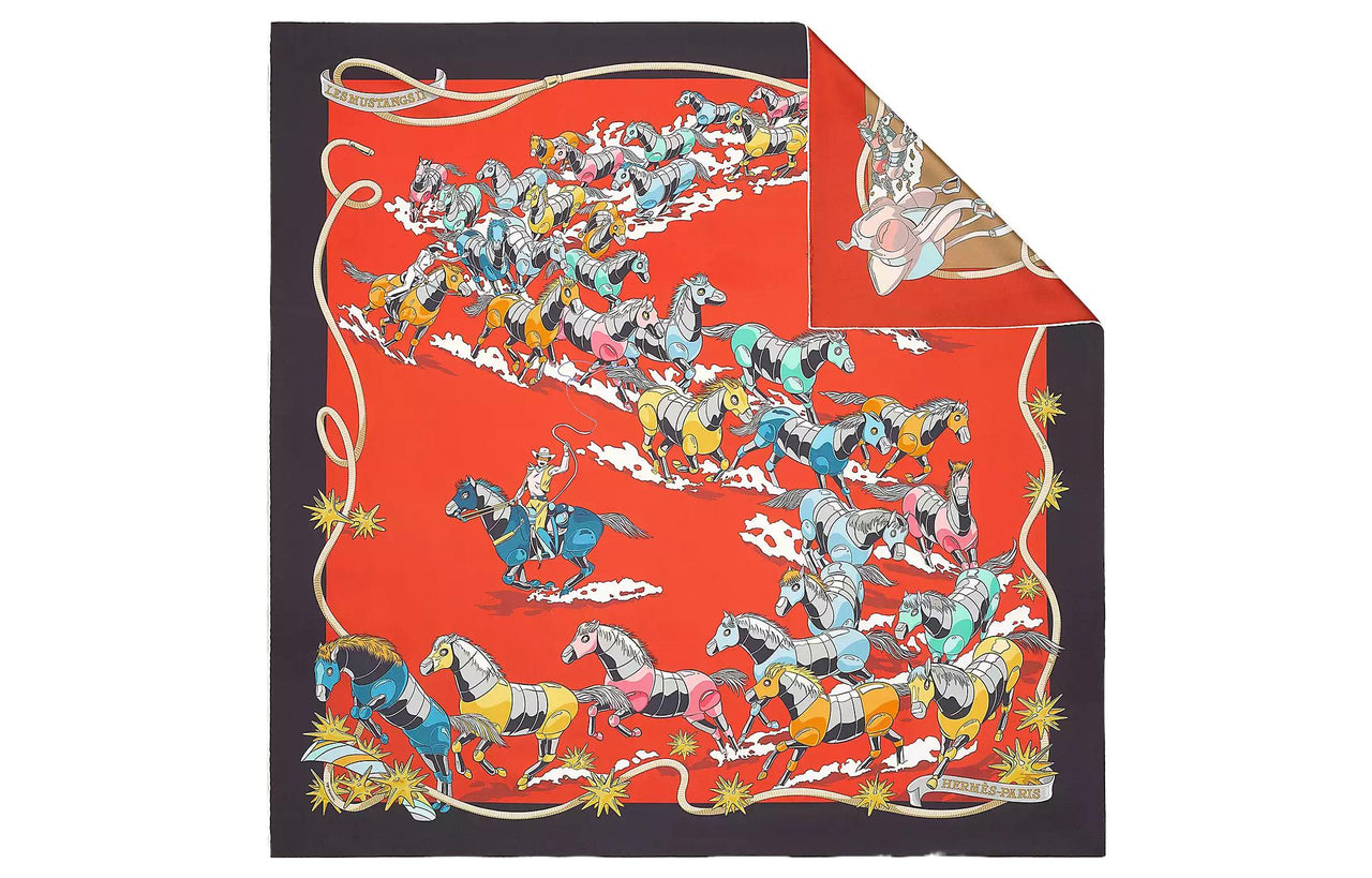 HERMES Silk Scarves Women's Red