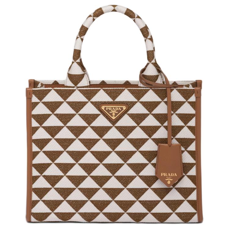 PRADA Leather Handbag Shoulder Bag Crossbody Bag Small Size Women's Tobacco Pink Chalk White
