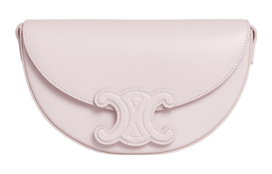 CELINE BesaceTriomphe Smooth Cow Leather Saddle Bag, Crossbody Bag, Shoulder Bag Women's Light Pink