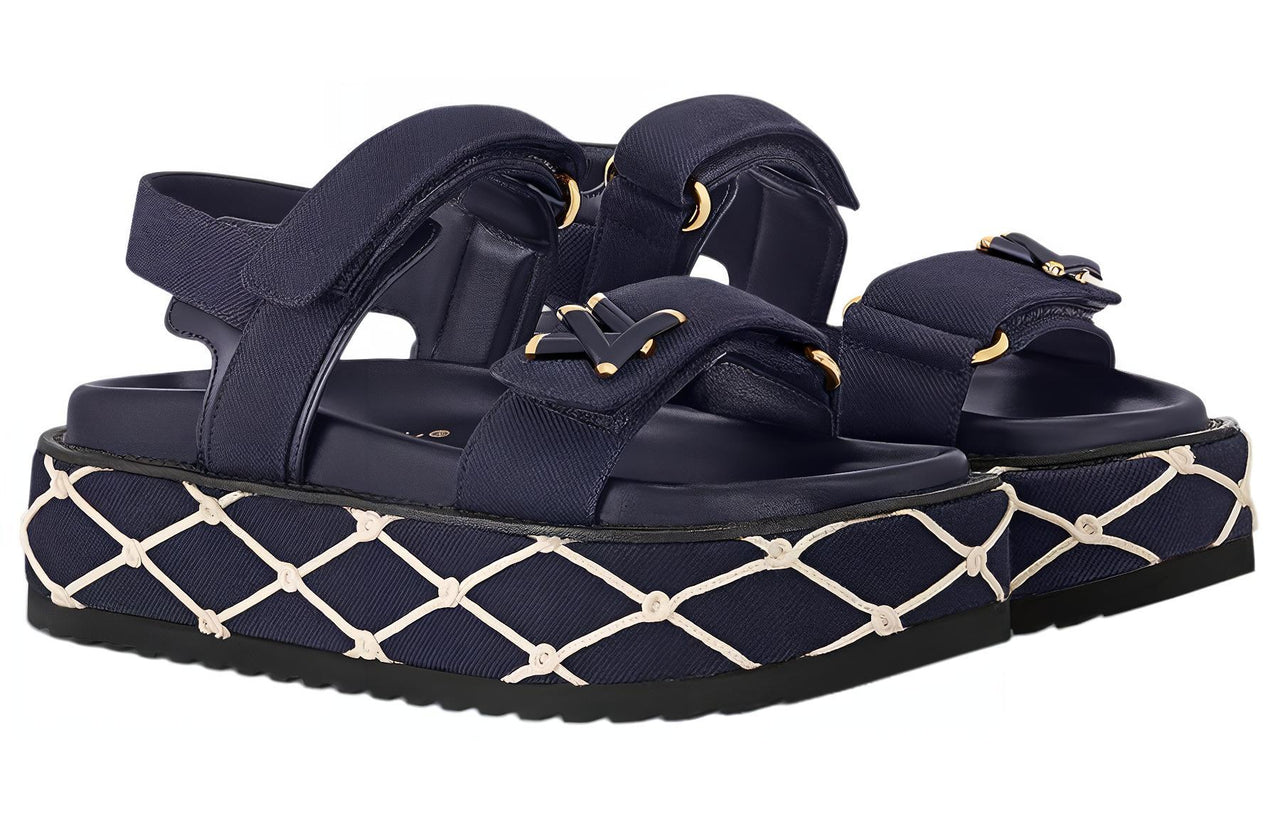 LOUIS VUITTON LV Sunset One Strap Sandals 5cm Women's Dark Blue