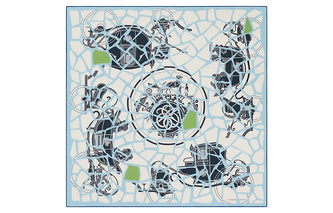 HERMES Knit Scarves Men's Sky Blue